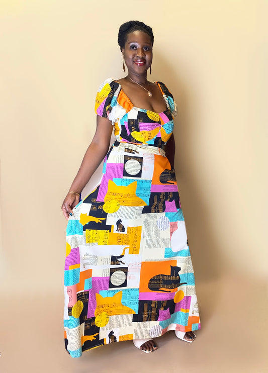 Graphic Print Skirt + Top Set