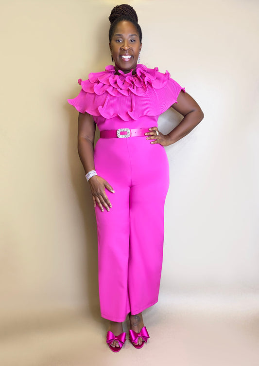 Ruffled Solid Colour Jumpsuit