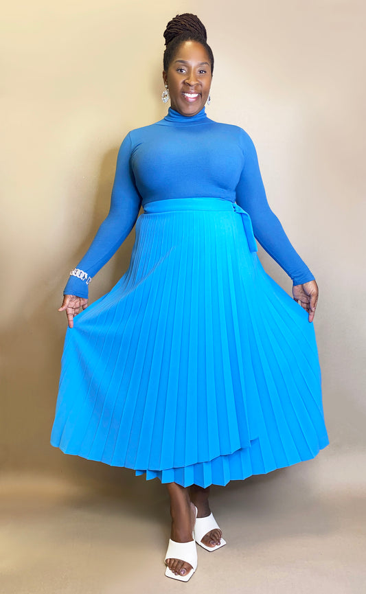 Solid Colour Pleated Skirt (Wrap)