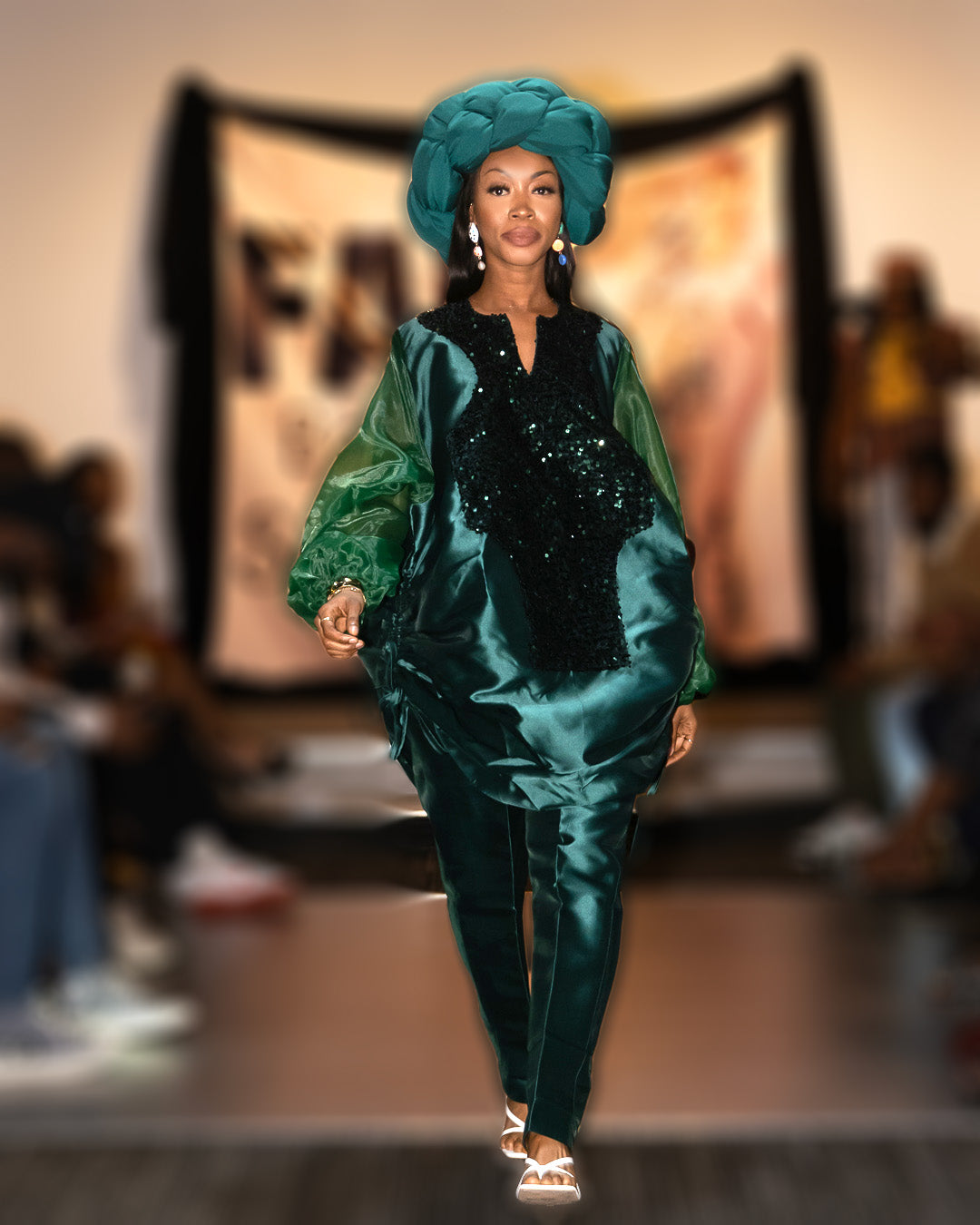 Sequined Bubu Top + Pants Traditional Set