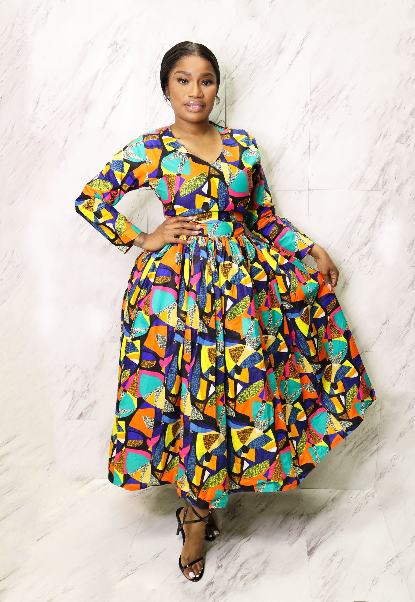Ankara Crop Top + Skirt Set