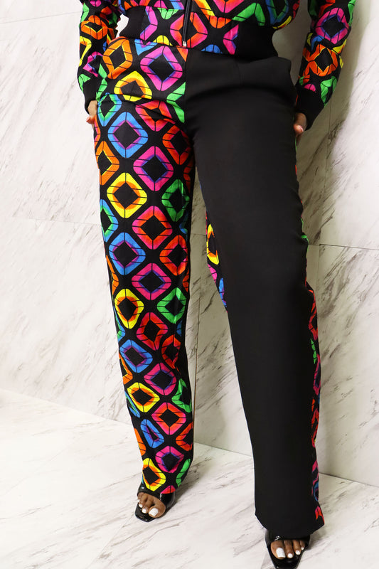 Half N Half Ankara Straight Pants