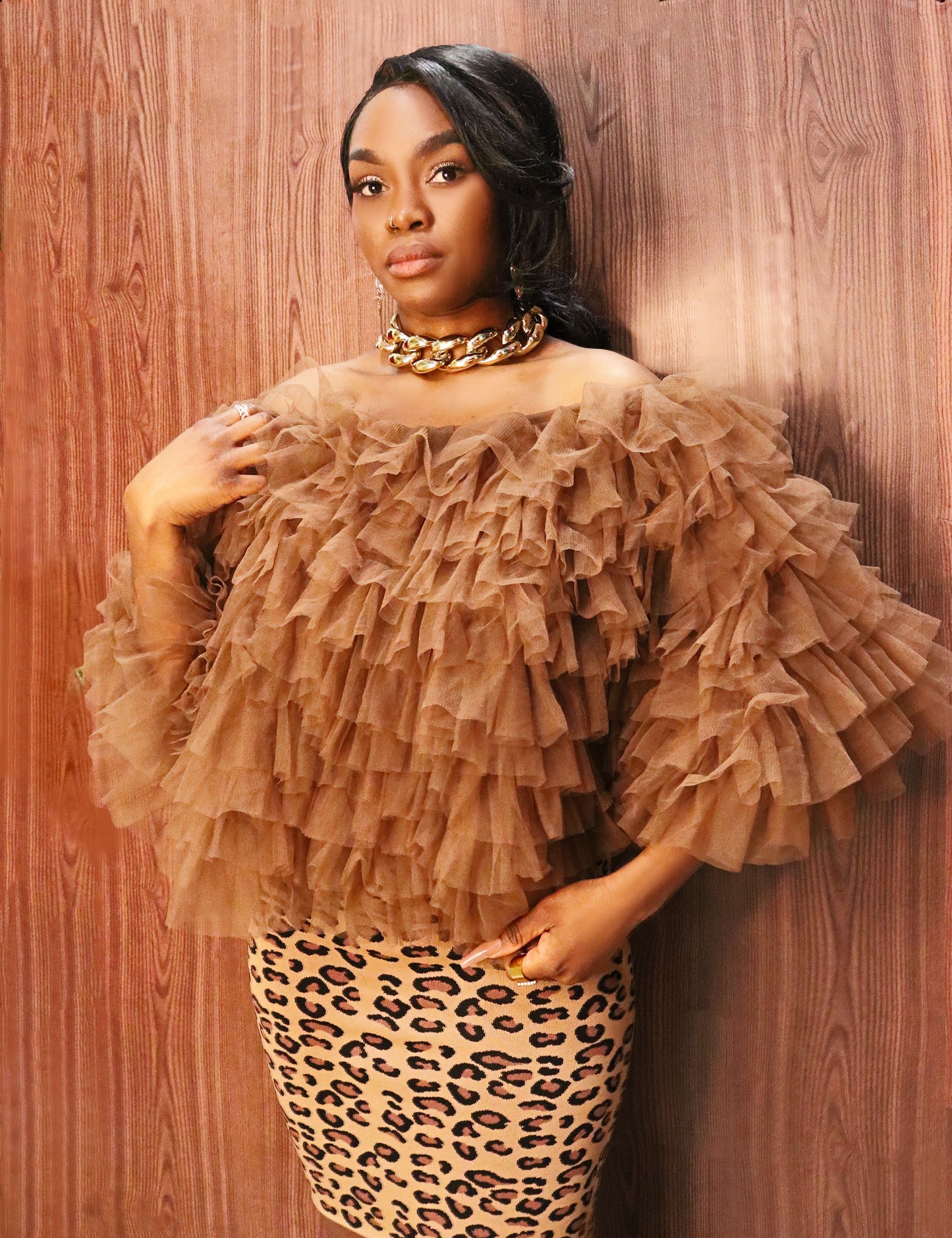 Off-Shoulder Statement Tulle Top
