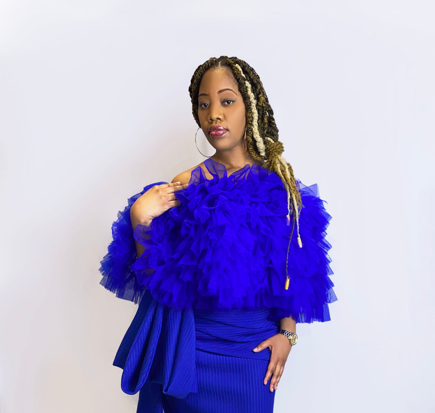 Off-Shoulder Statement Tulle Top