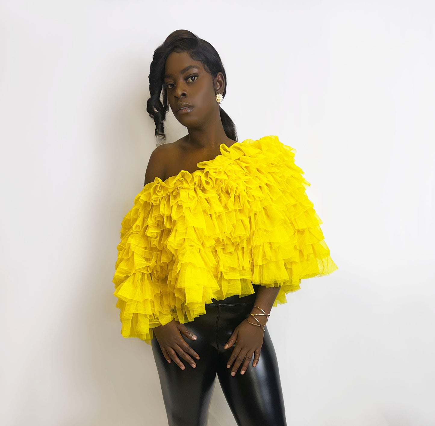Off-Shoulder Statement Tulle Top