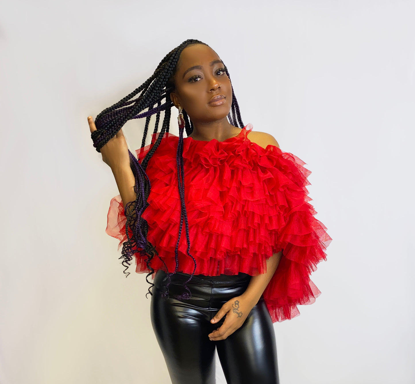 Off-Shoulder Statement Tulle Top
