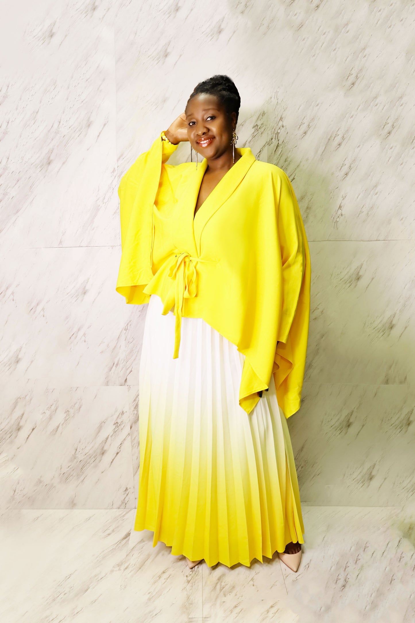 Pleated Skirt + Cardigan Clothing Set
