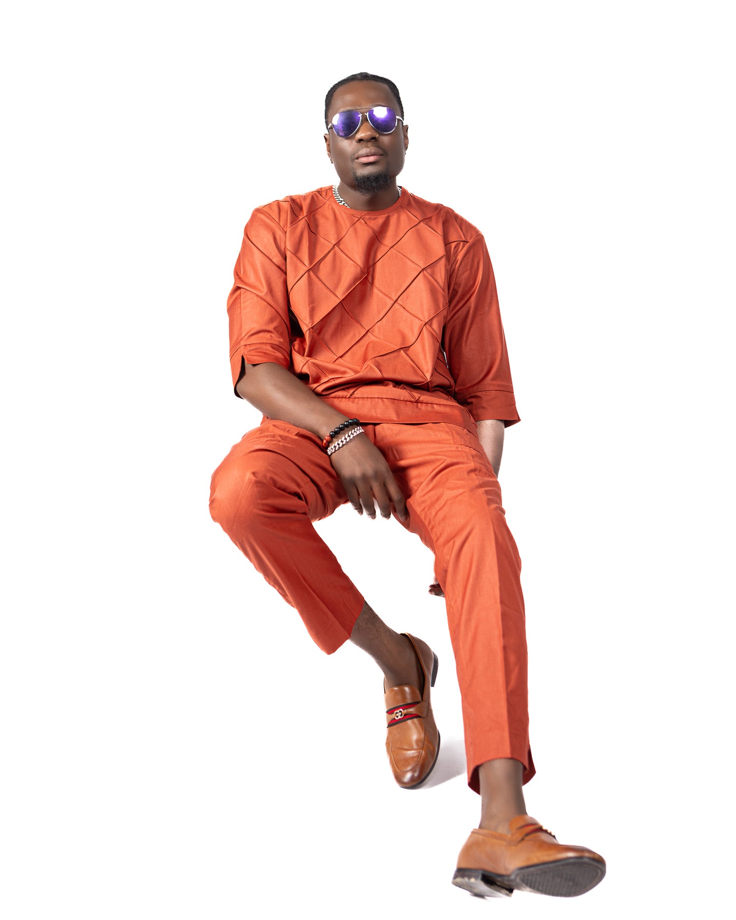 Criss-Cross Textured Men's Pantsuit