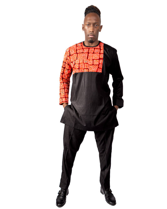Black-Ankara Colour Block Pantsuit