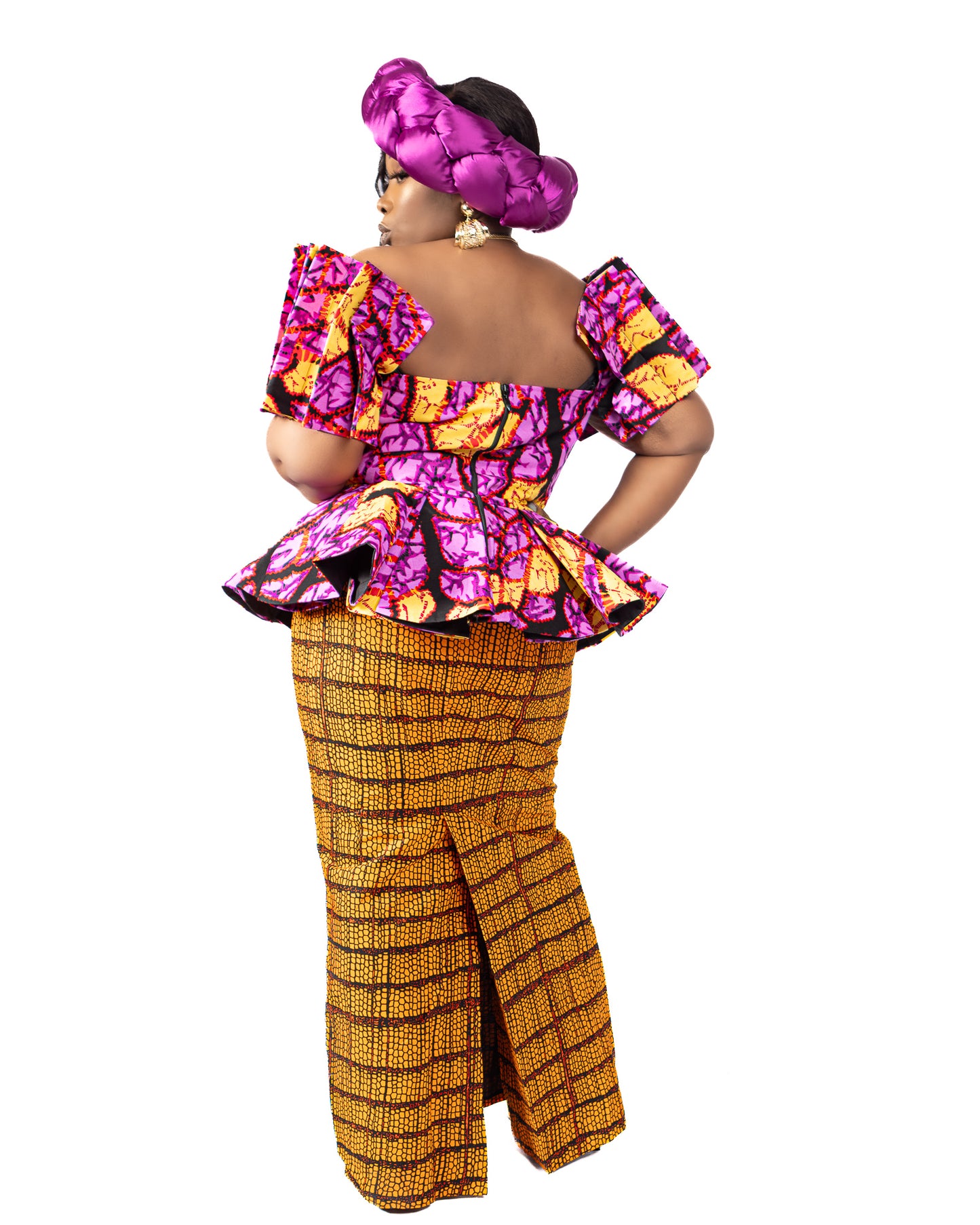 Mix-Print Statement Ankara Top + Skirt Set