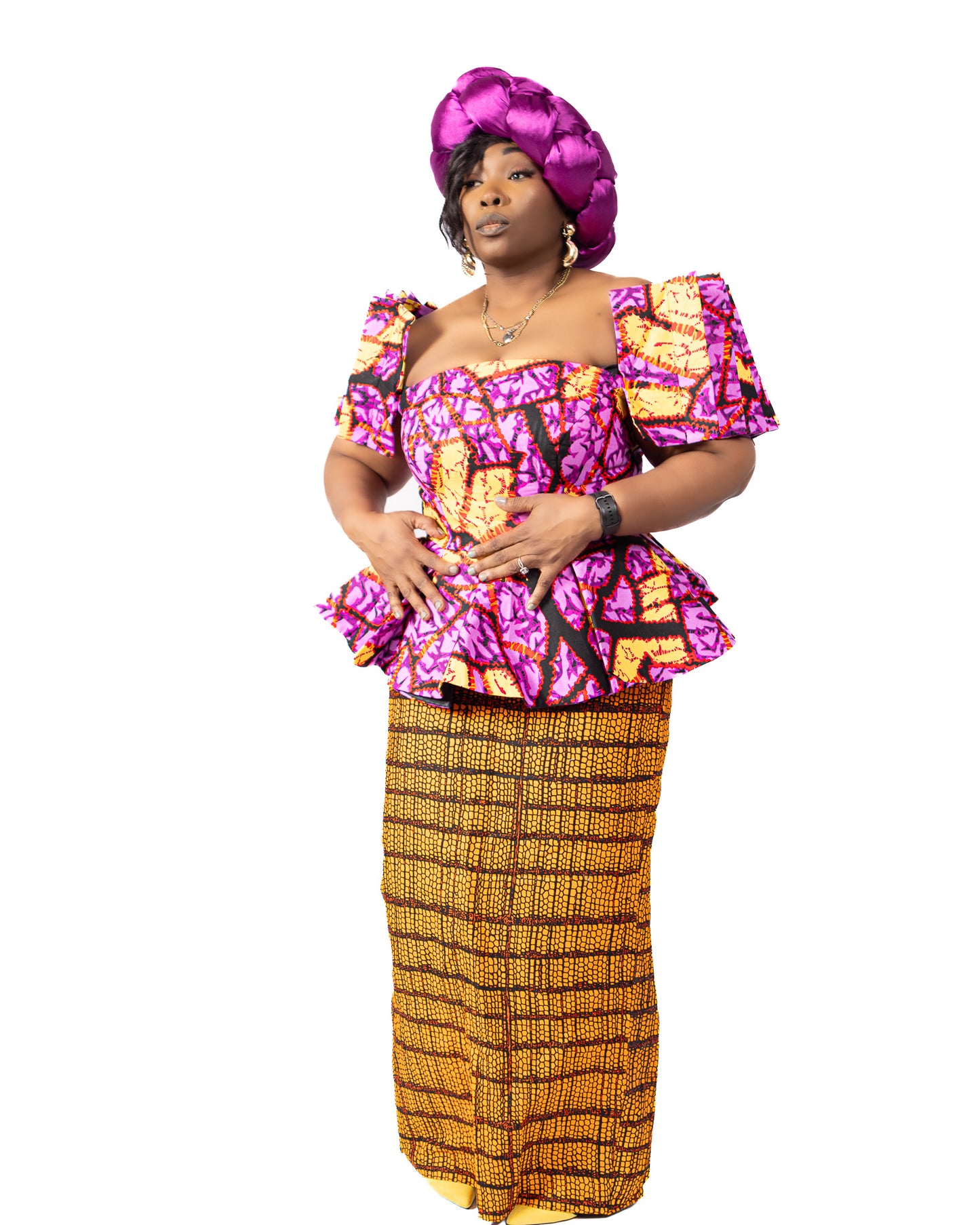 Mix-Print Statement Ankara Top + Skirt Set