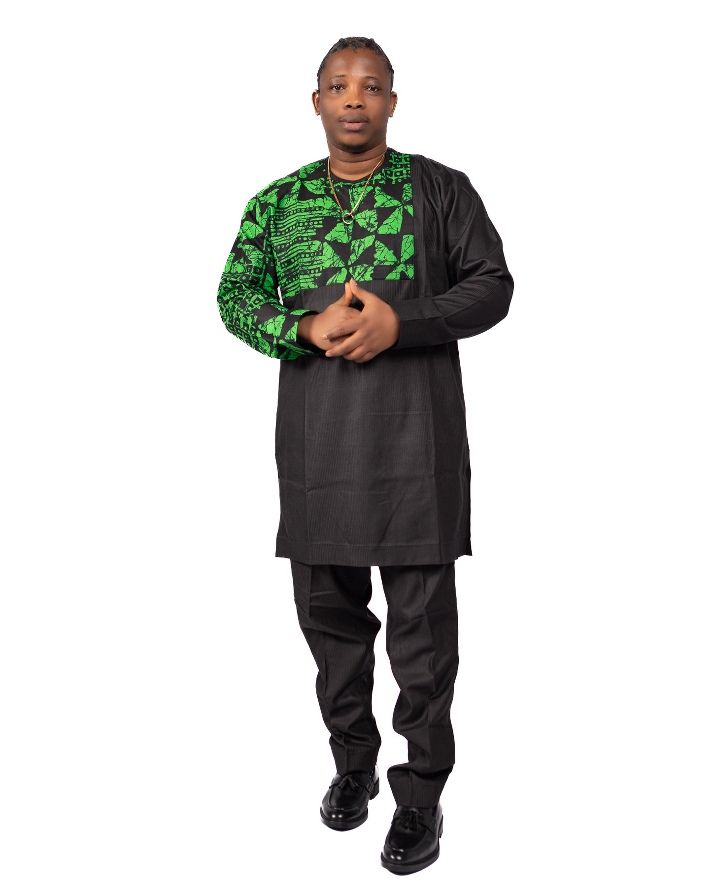 Black-Ankara Colour Block Pantsuit