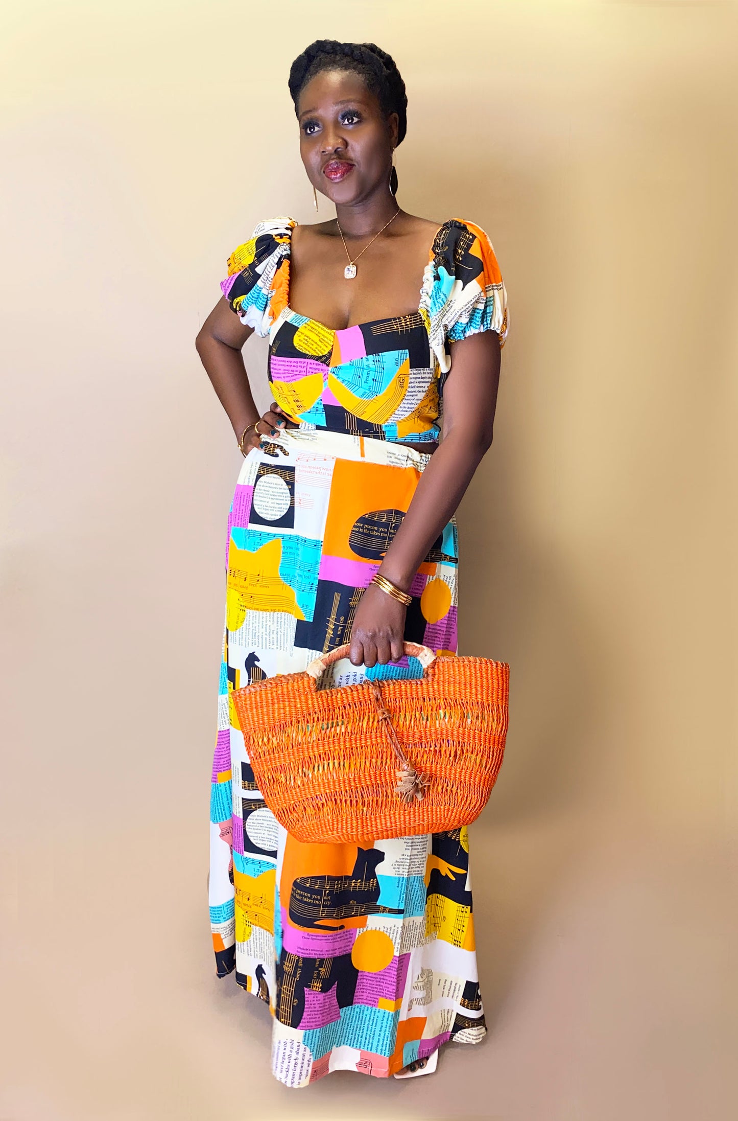 Graphic Print Skirt + Top Set