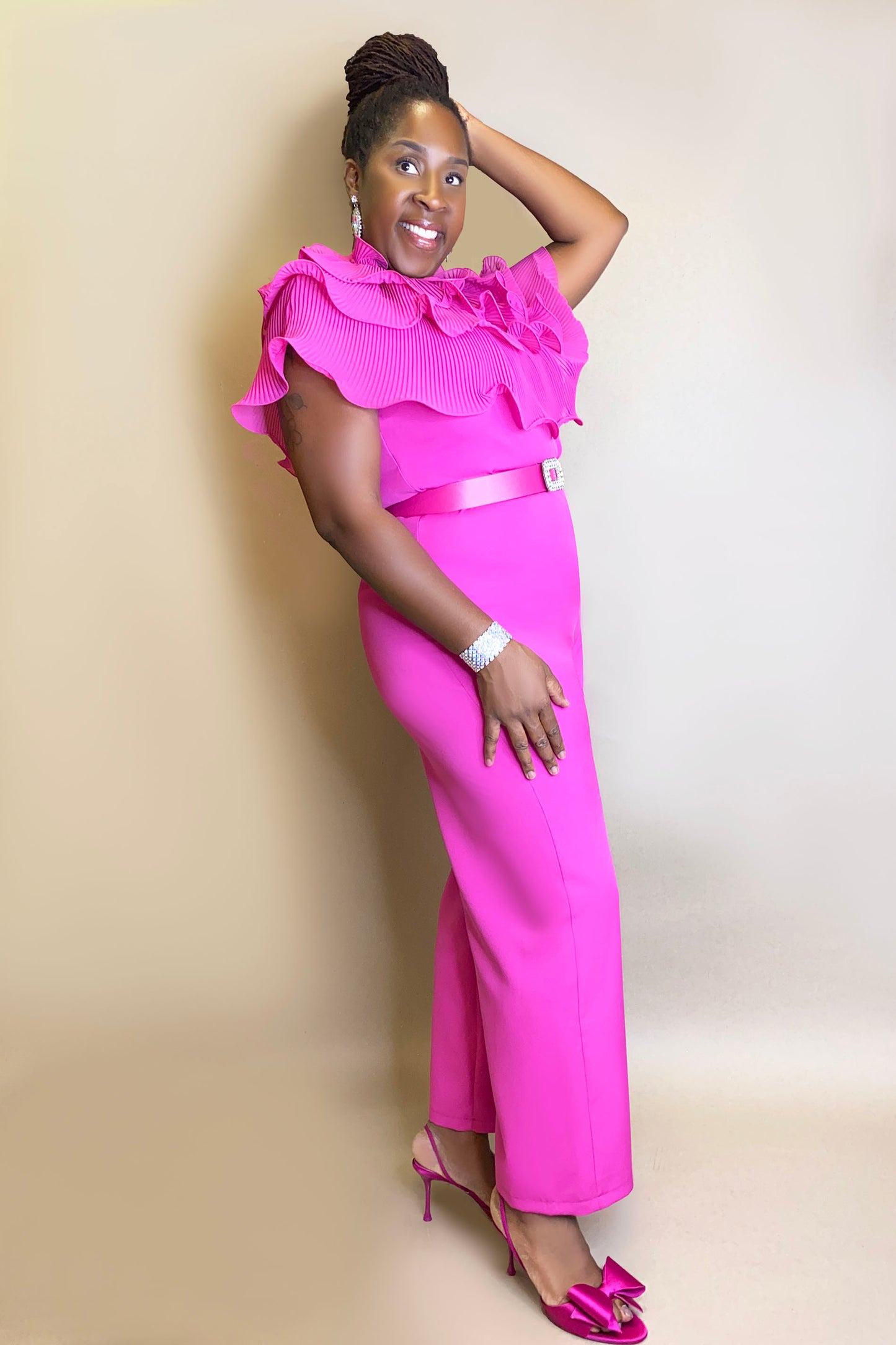 Ruffled Solid Colour Jumpsuit