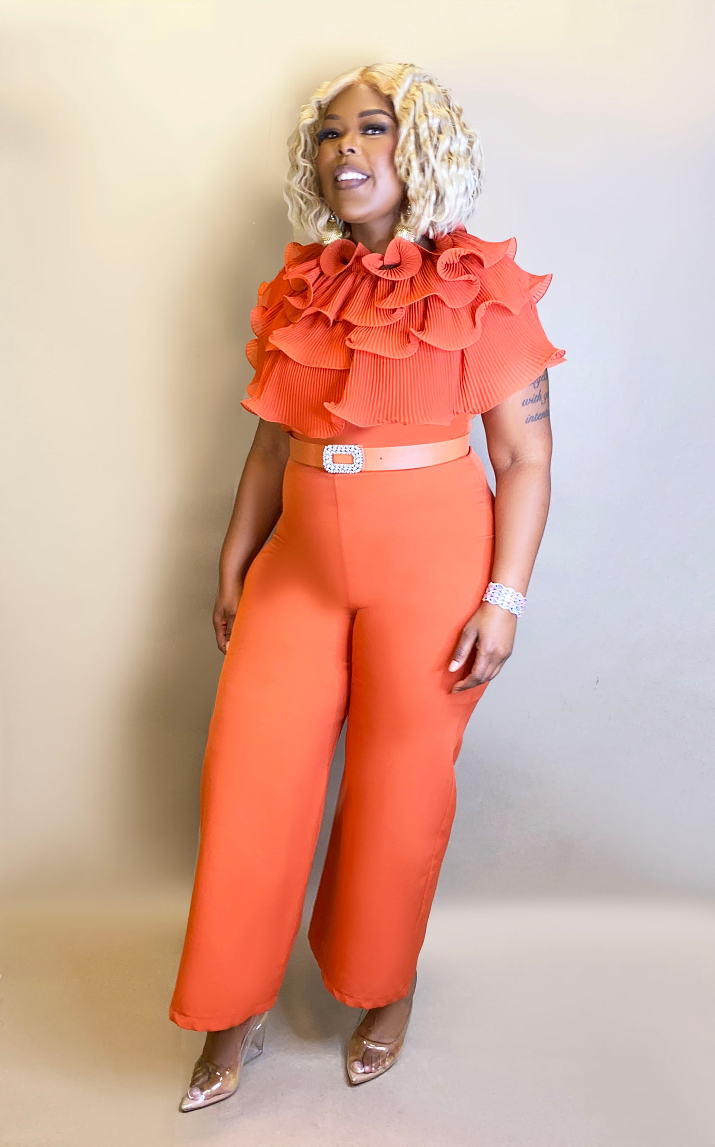 Ruffled Solid Colour Jumpsuit