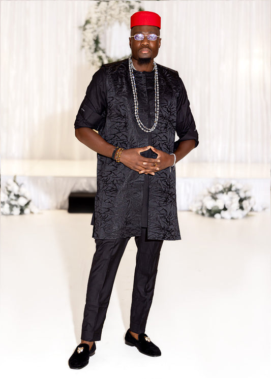 Black 3-Piece Men's Native Wear Suit