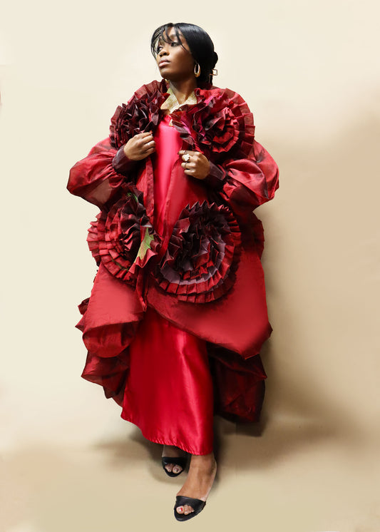 Sheer Organza Statement Floral Coat