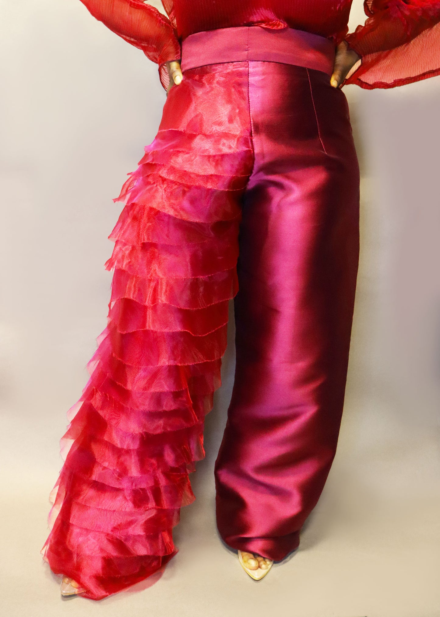 Half N Half Tulle-Organza Pants