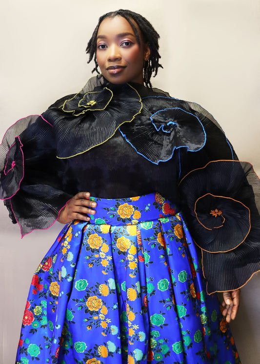 Chiffon Sculptured Sheer Statement Top