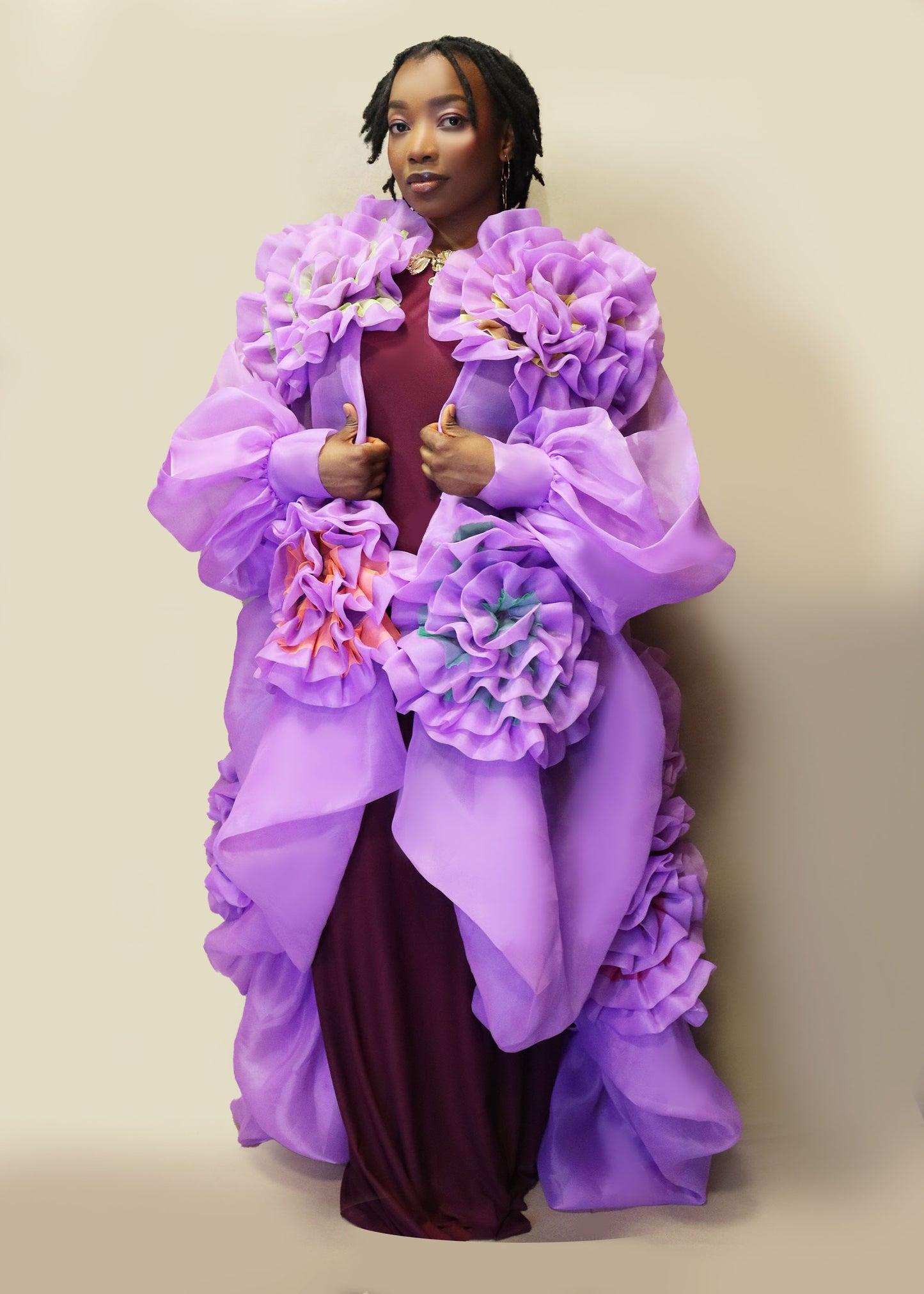 Sheer Organza Statement Floral Coat