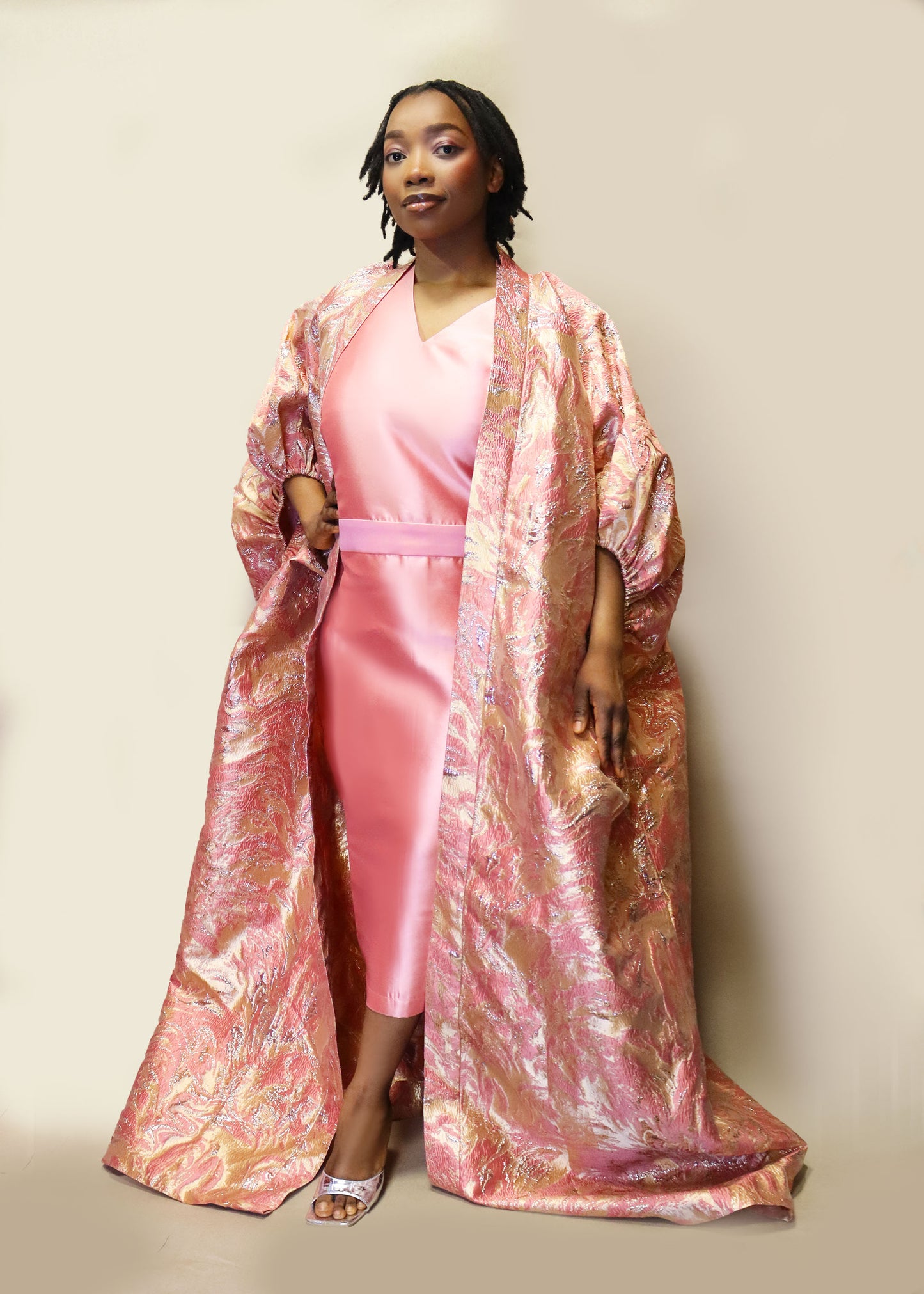 Brocade Statement Kimono + Dress Set