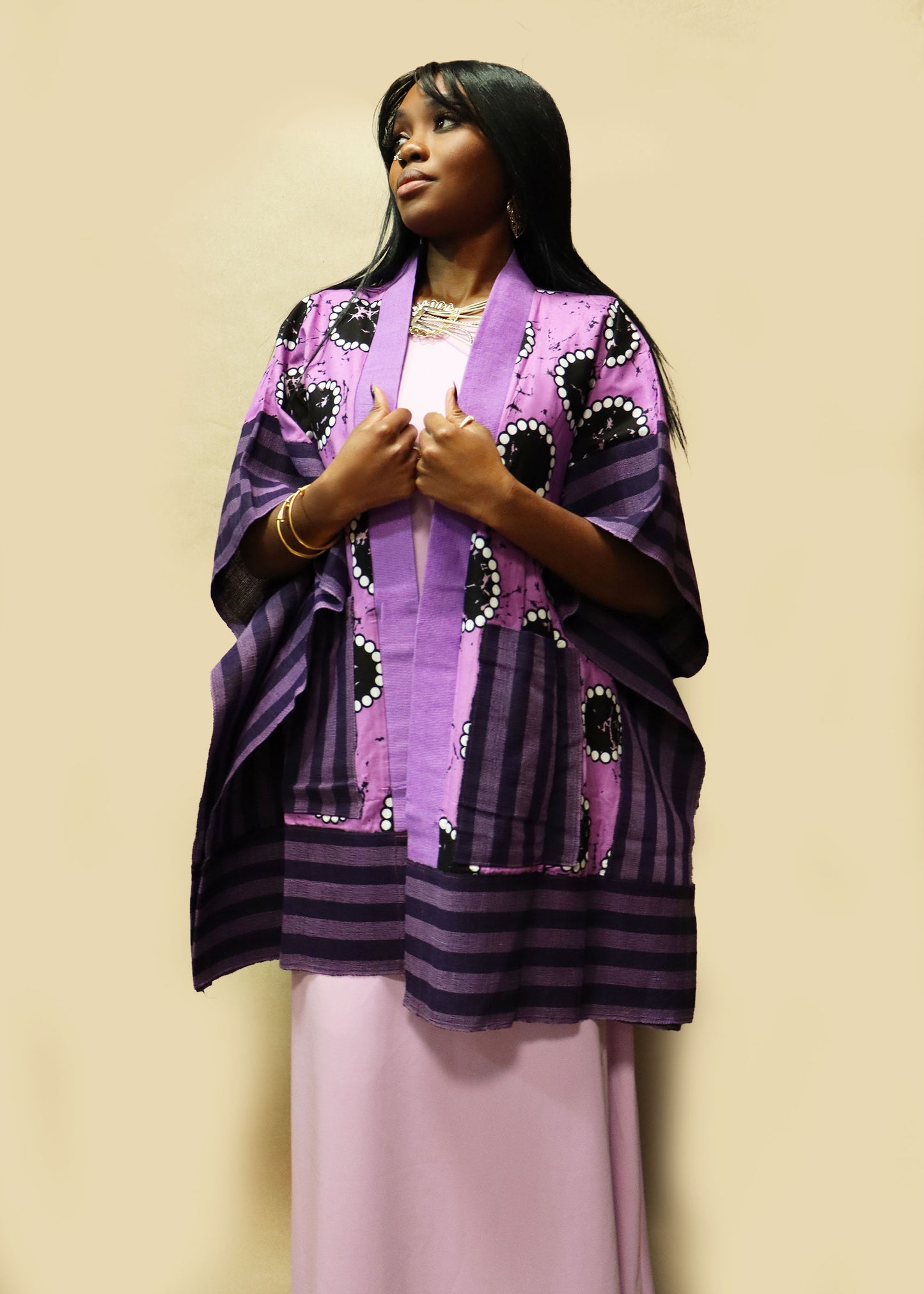 Aso-oké Kimono W/ Print