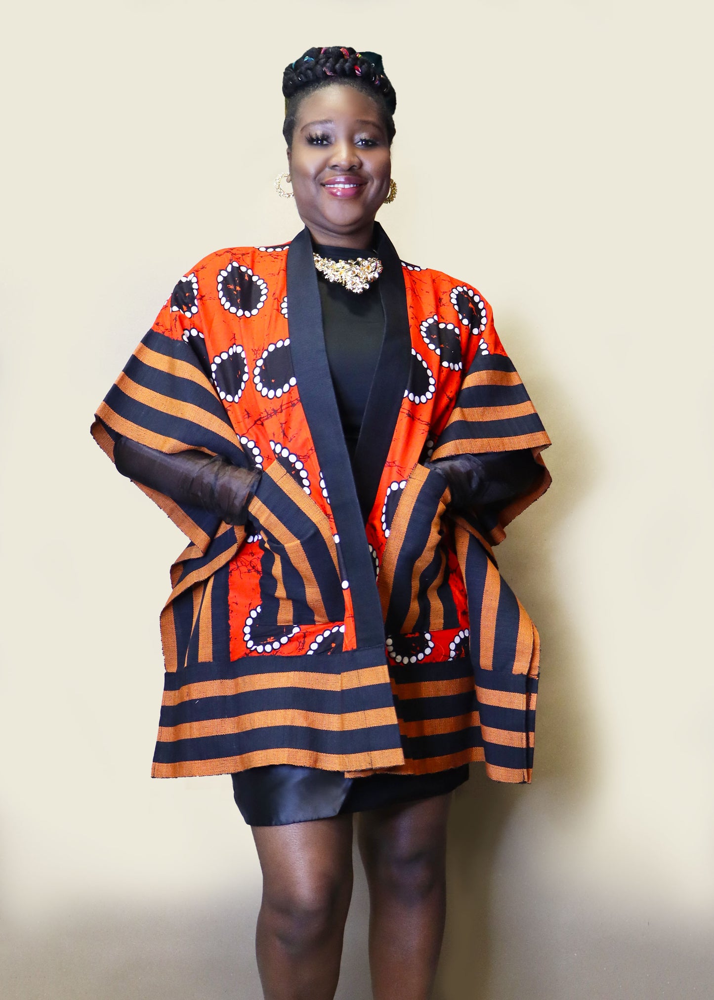 Aso-oké Kimono W/ Print