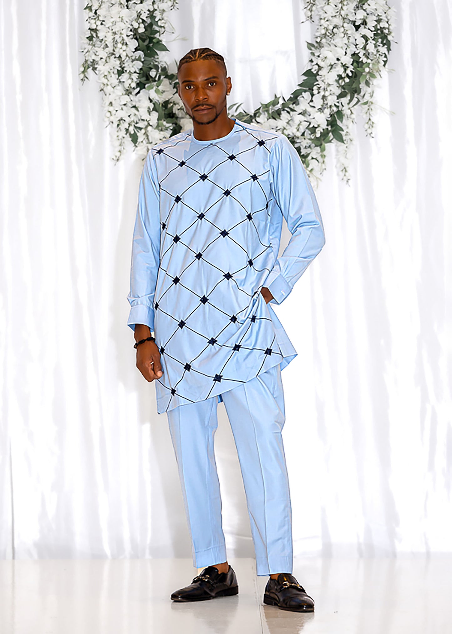Argyle Stitch Men's Suit in Baby Blue