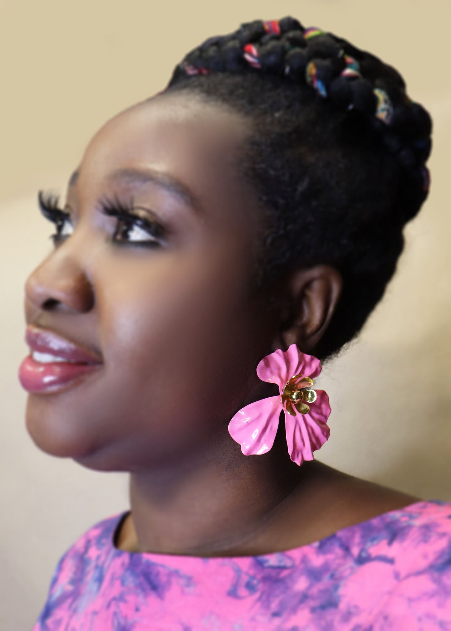 Statement Pink Floral Earring