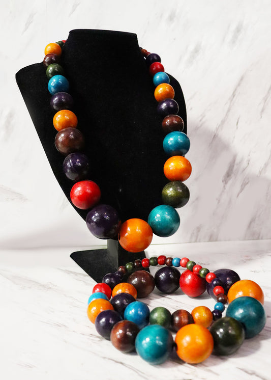 Wooden African Beaded Necklace