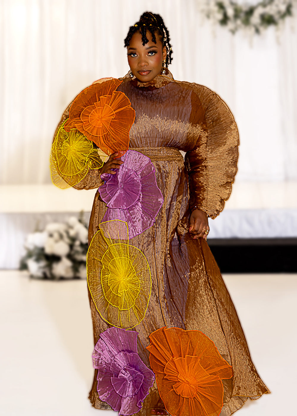 Chiffon Sculptured Sheer Statement Dress