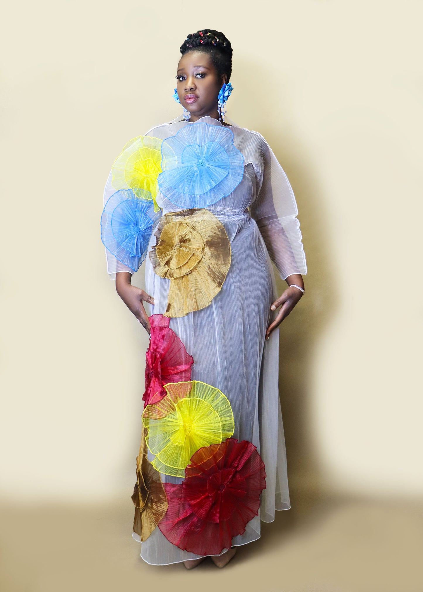 Chiffon Sculptured Sheer Statement Dress
