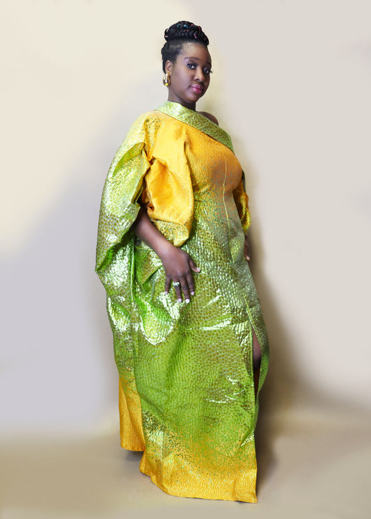 Off-Shoulder Brocade Abaya