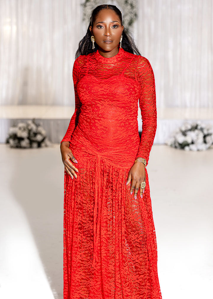 Lace Body-con Front Tie Dress