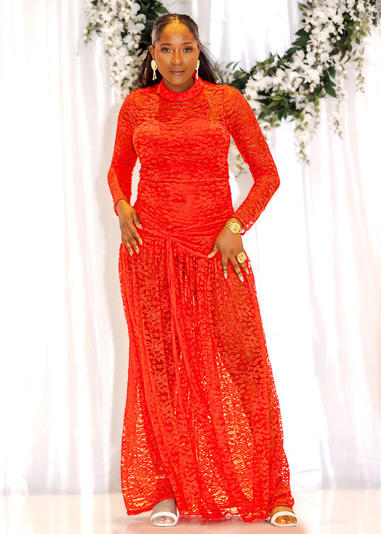 Lace Body-con Front Tie Dress
