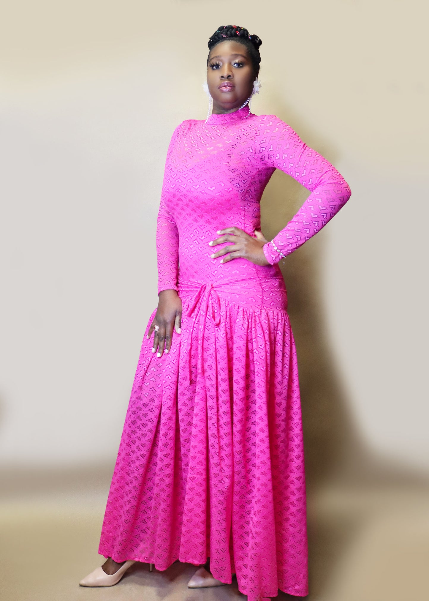 Lace Body-con Front Tie Dress