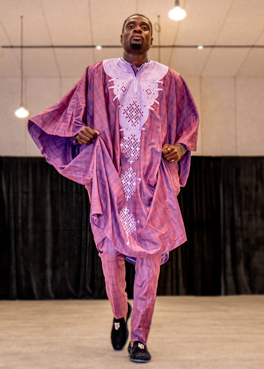 Purple Men's Agbada W/ Embroidery