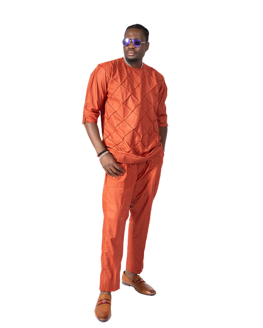 Criss-Cross Textured Men's Pantsuit